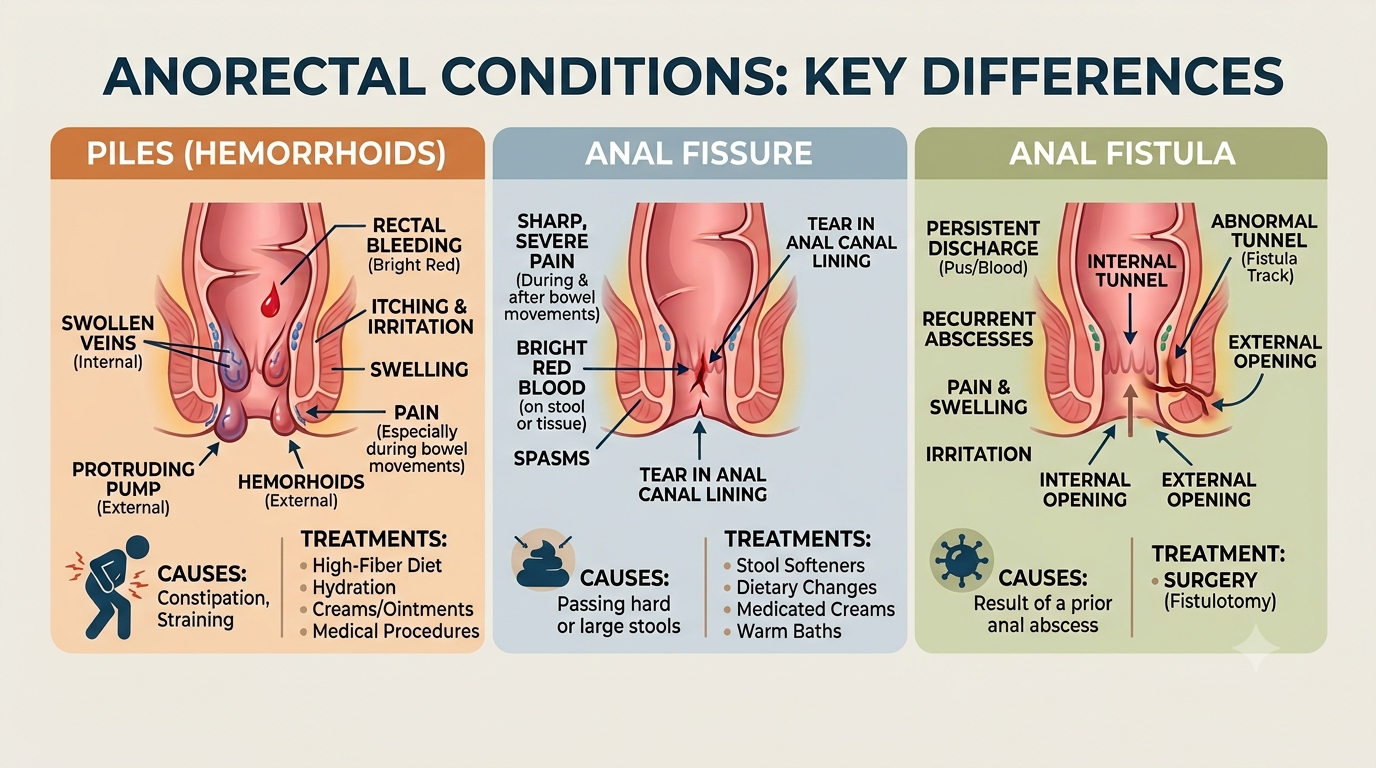 Piles vs Fissure vs Fistula: How to Tell What's Actually Wrong